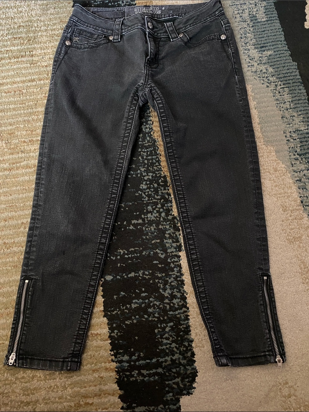 Miss Me Black Skinny Jeans with Zip Hem